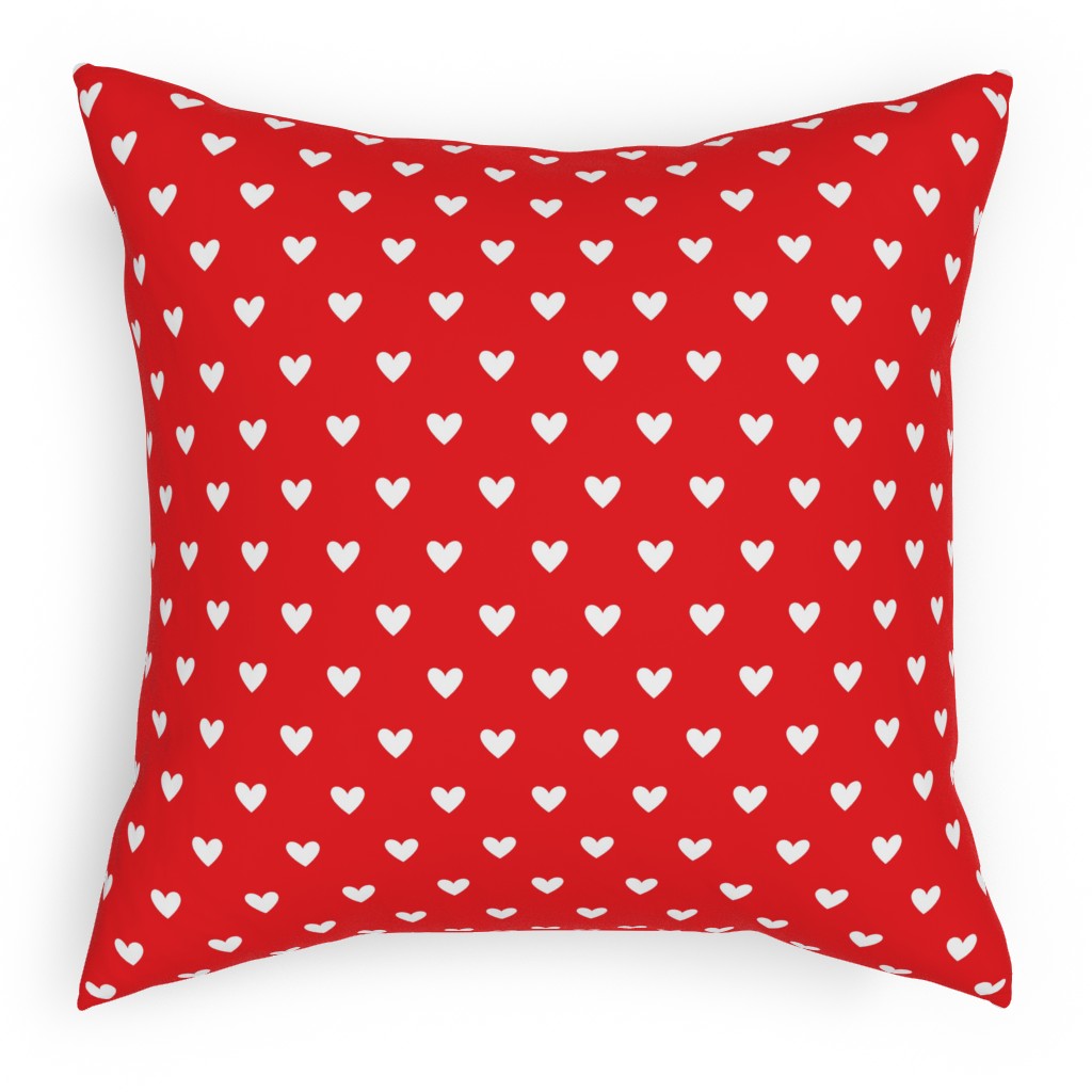 Love Hearts - Red Pillow, Woven, Black, 18x18, Single Sided, Red