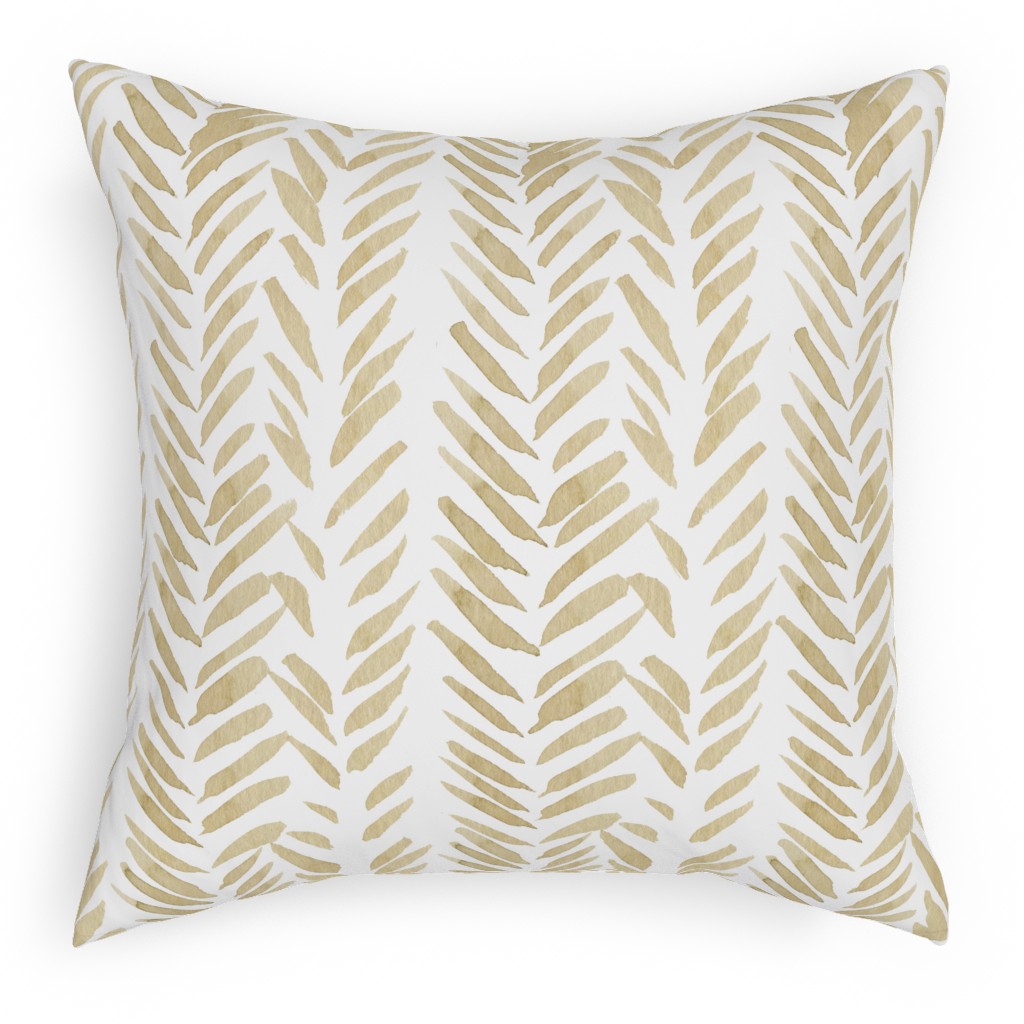 Leaf - Gold Pillow, Woven, Black, 18x18, Single Sided, Yellow