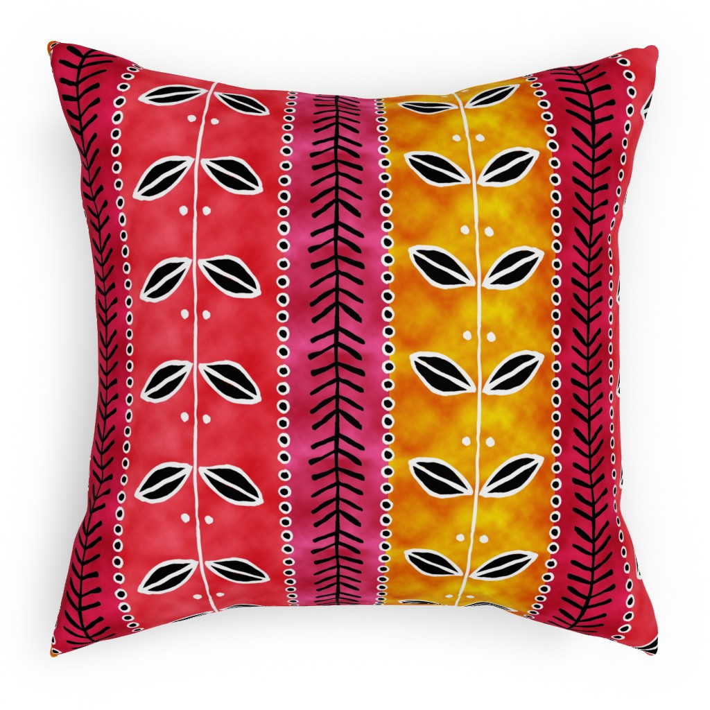 Ribbons Pillow, Woven, Black, 18x18, Single Sided, Red, Red