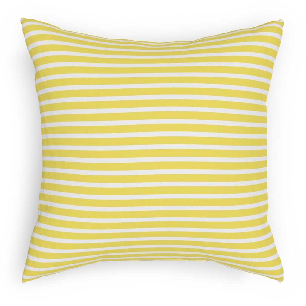 Wonky Stripe - Sunny Pillow, Woven, Black, 18x18, Single Sided, Yellow