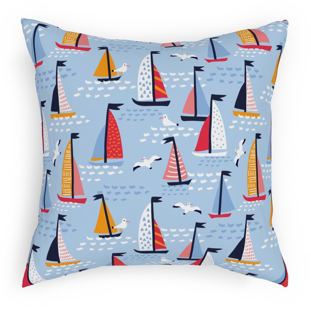 Regatta Pillow, Woven, Black, 18x18, Single Sided, Blue, True Blue