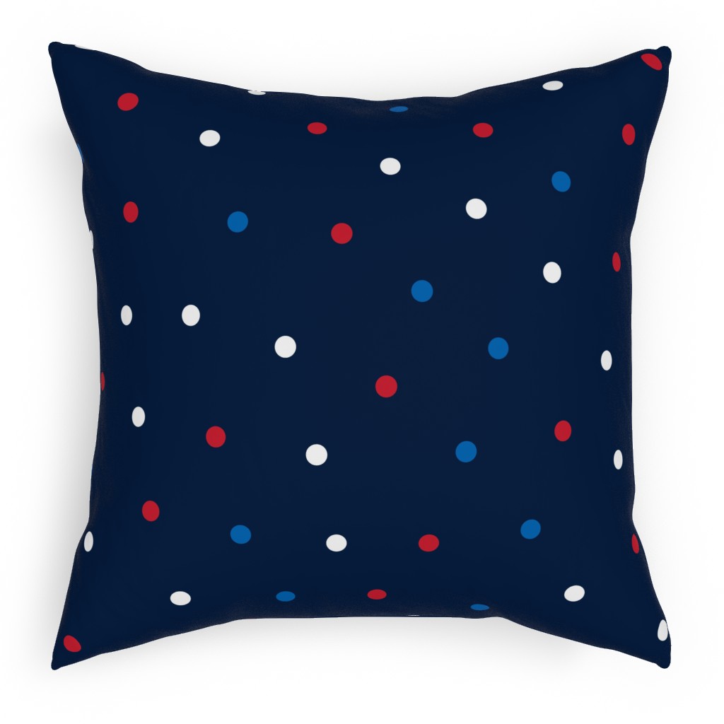 Mixed Polka Dots - Red White and Royal on Navy Blue Pillow, Woven, Black, 18x18, Single Sided, Blue, True Blue