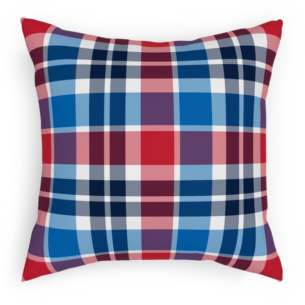Independence Day Plaid - Multi Pillow, Woven, Black, 18x18, Single Sided, Multicolor