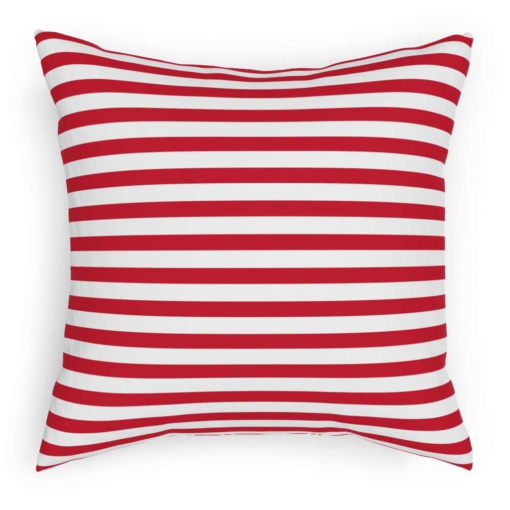 Stripes - Red and White Pillow, Woven, Black, 18x18, Single Sided, Red