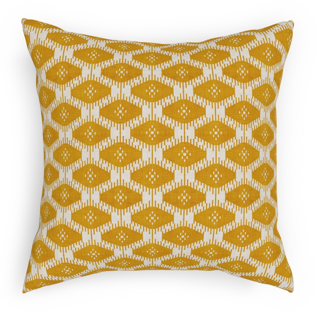 Stella Ikat - Yellow Pillow, Woven, Black, 18x18, Single Sided, Yellow