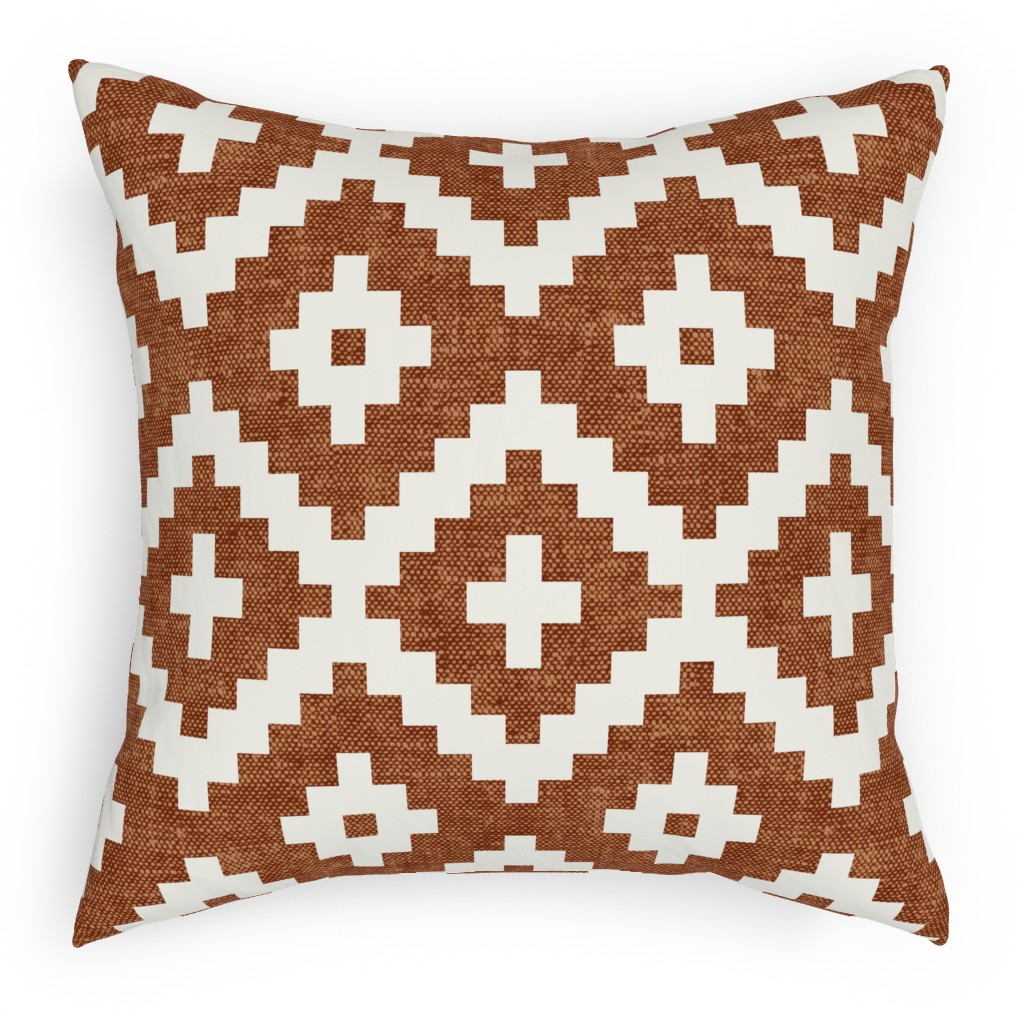 Geometric Woven Aztec - Ginger Pillow, Woven, Black, 18x18, Single Sided, Brown