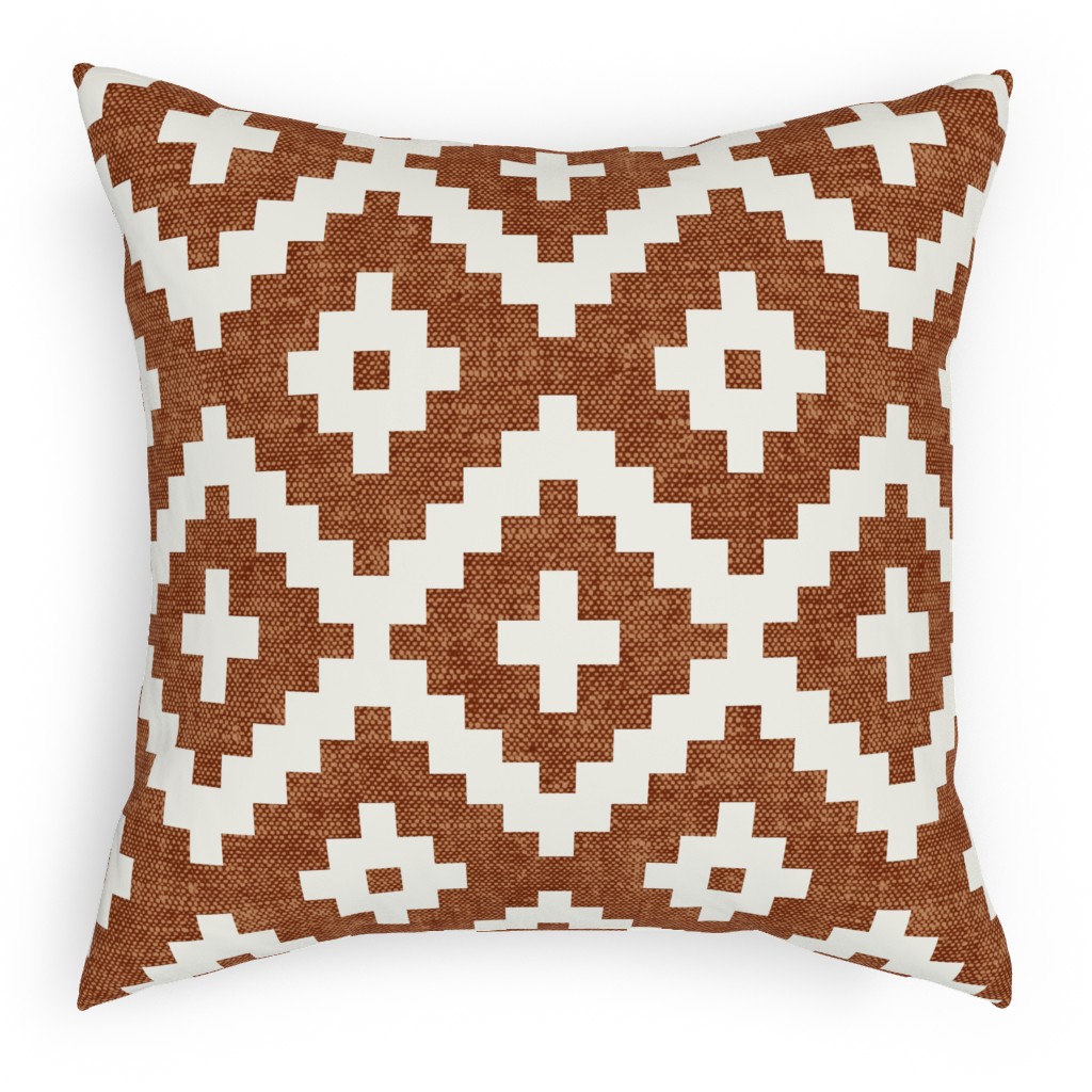 Geometric Woven Aztec - Ginger Pillow, Woven, Black, 18x18, Single Sided, Brown, Brown