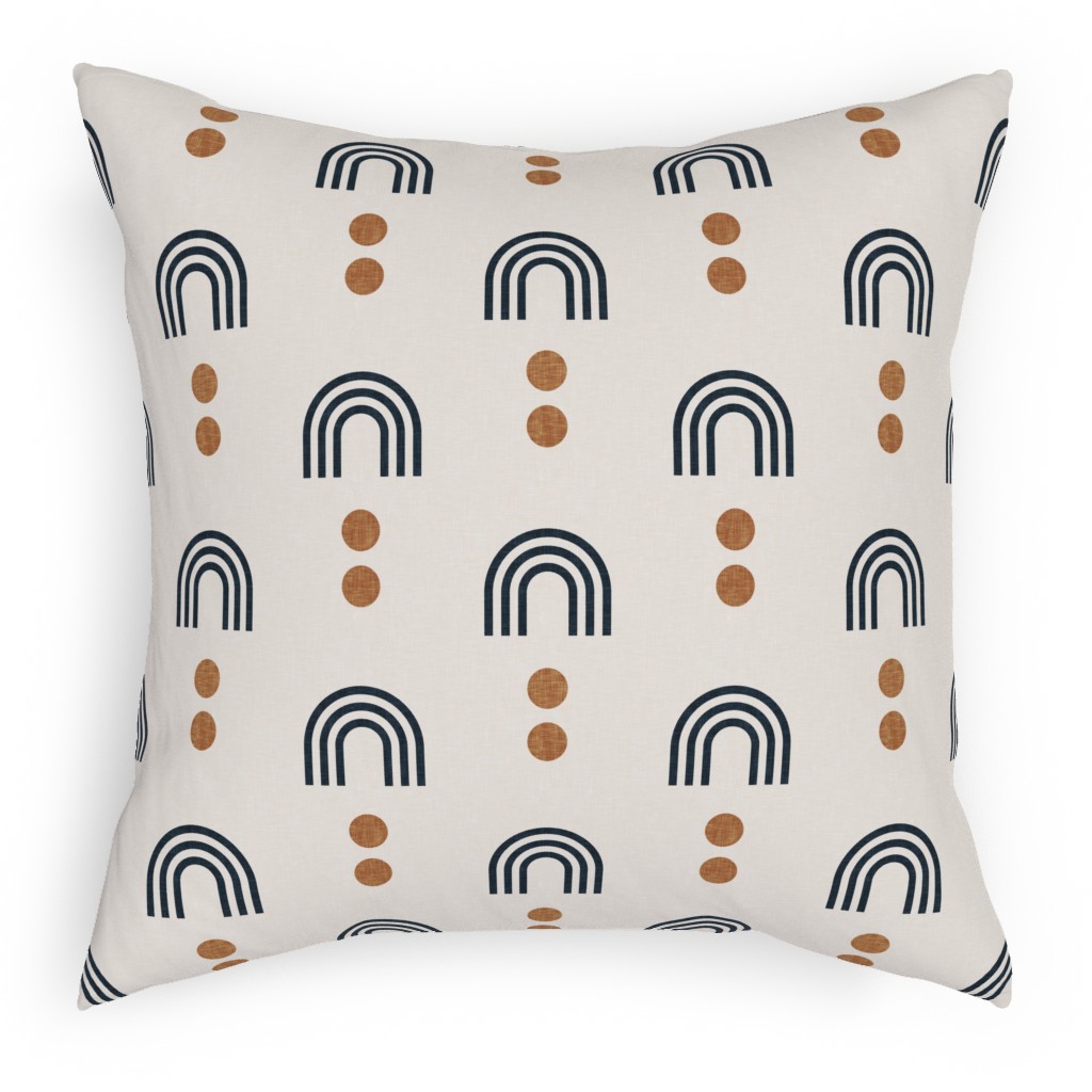 Aria Geometric Rainbow Pillow, Woven, Black, 18x18, Single Sided, Beige