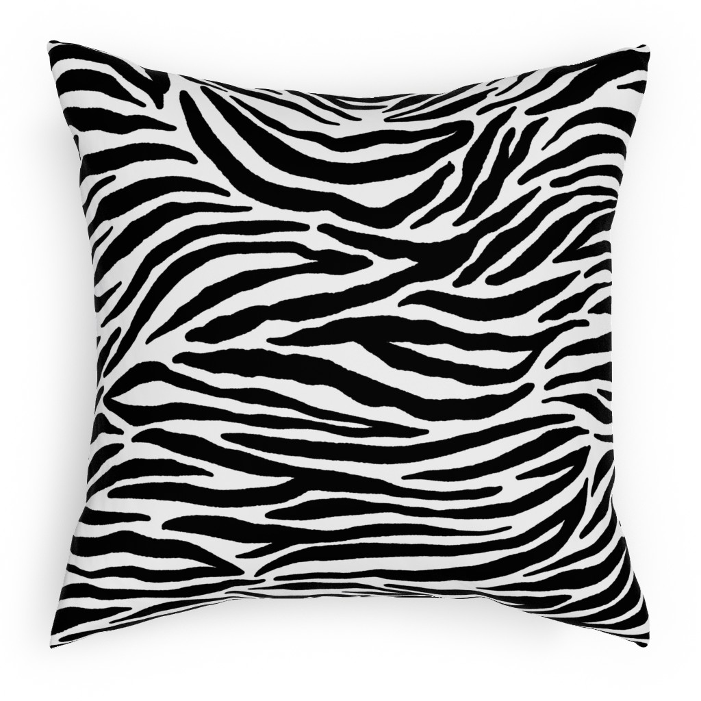 Zebra Print - Black and White Pillow, Woven, Black, 18x18, Single Sided, Black, Black