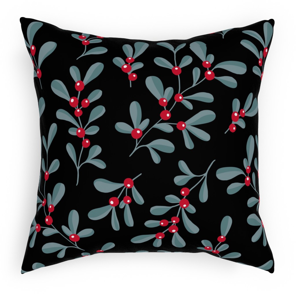Little Mistletoe Garden Botanicals - Dark Pillow, Woven, Black, 18x18, Single Sided, Multicolor