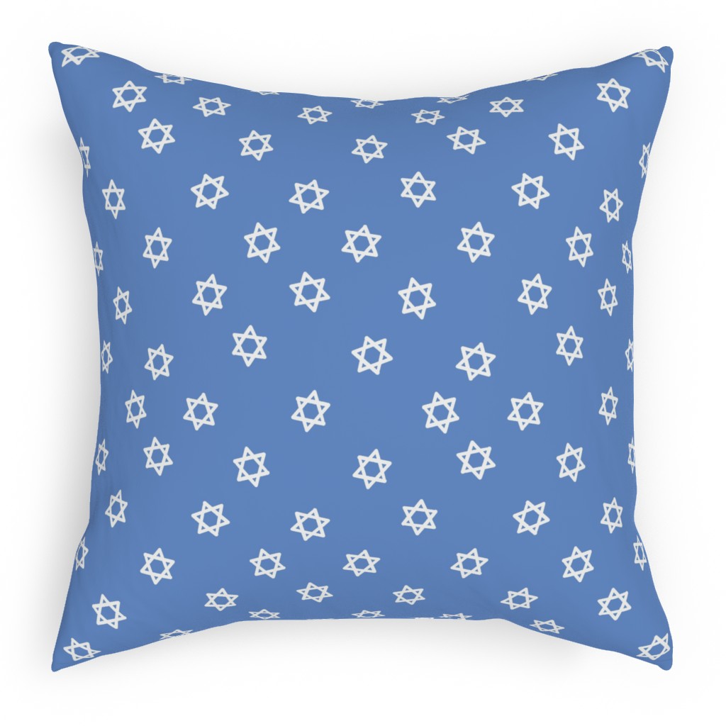 Star of David - White & Blue Pillow, Woven, Black, 18x18, Single Sided, Blue, True Blue