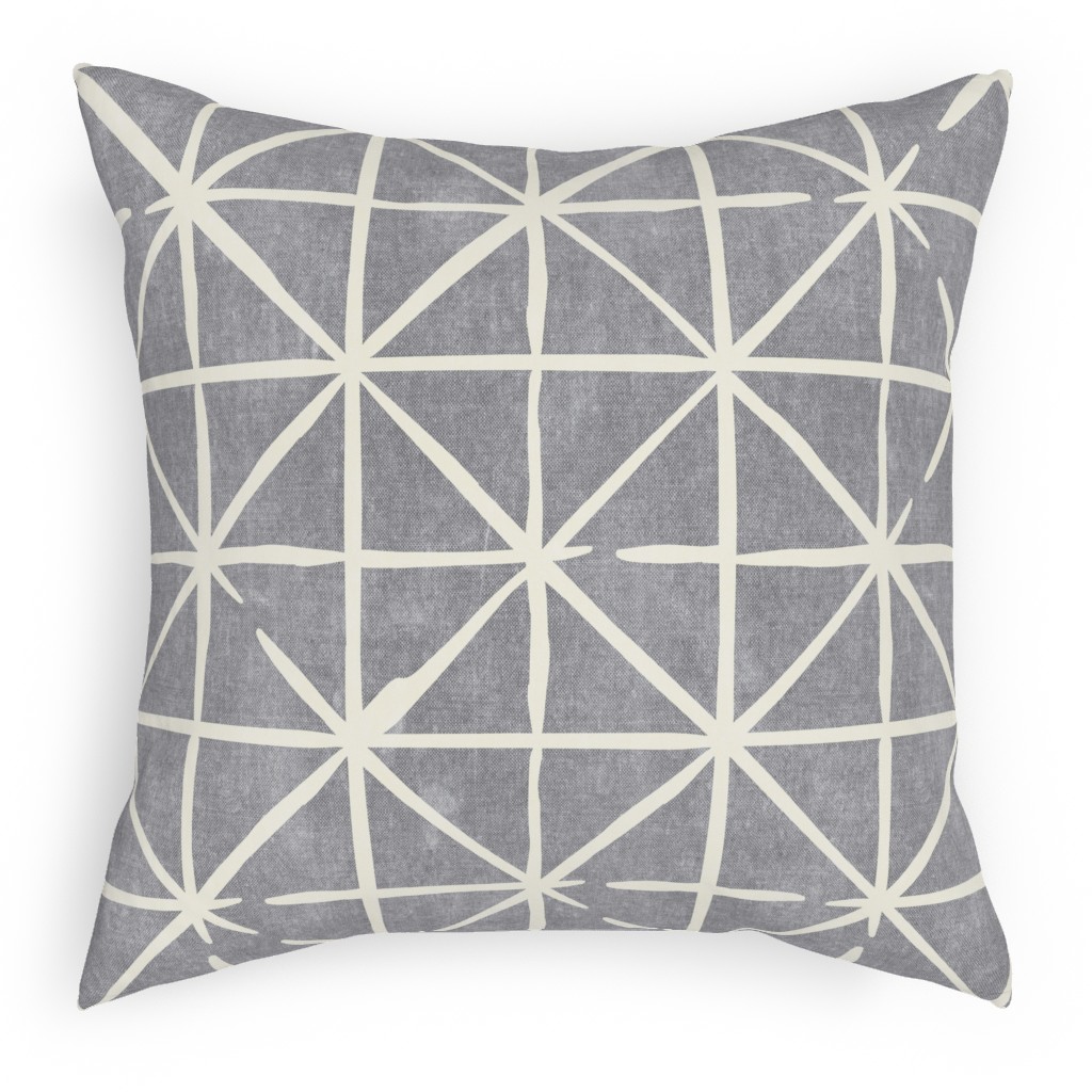 Geometric Triangles - Distressed - Grey Pillow, Woven, Black, 18x18, Single Sided, Gray