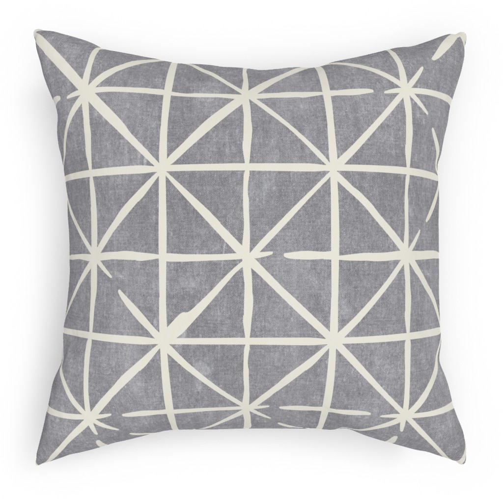 Geometric Triangles - Distressed - Grey Pillow, Woven, Black, 18x18, Single Sided, Gray, Gray