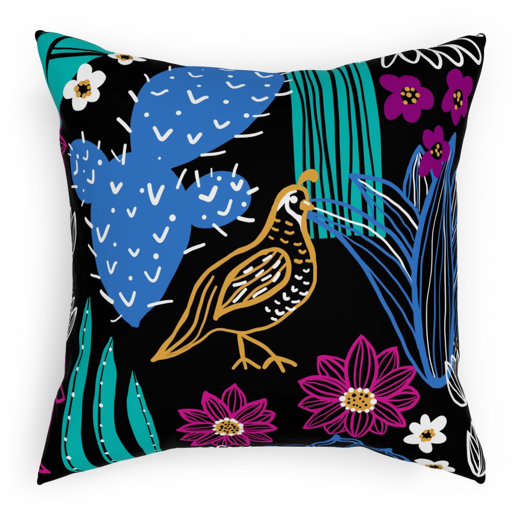 Sonoran Landscape - Jewel Pillow, Woven, Black, 18x18, Single Sided, Multicolor