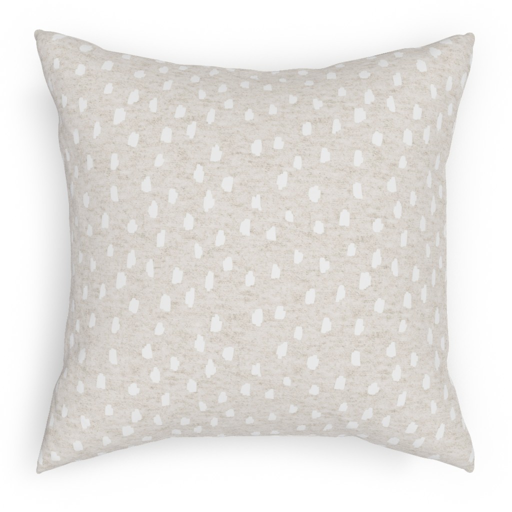 White Speckle Dot on Textured Oatmeal Pillow, Woven, Black, 18x18, Single Sided, Beige