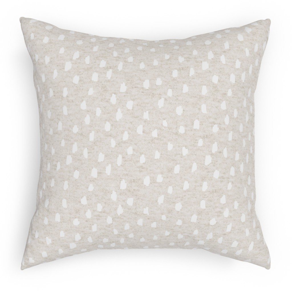 White Speckle Dot on Textured Oatmeal Pillow, Woven, Black, 18x18, Single Sided, Beige, Pearl