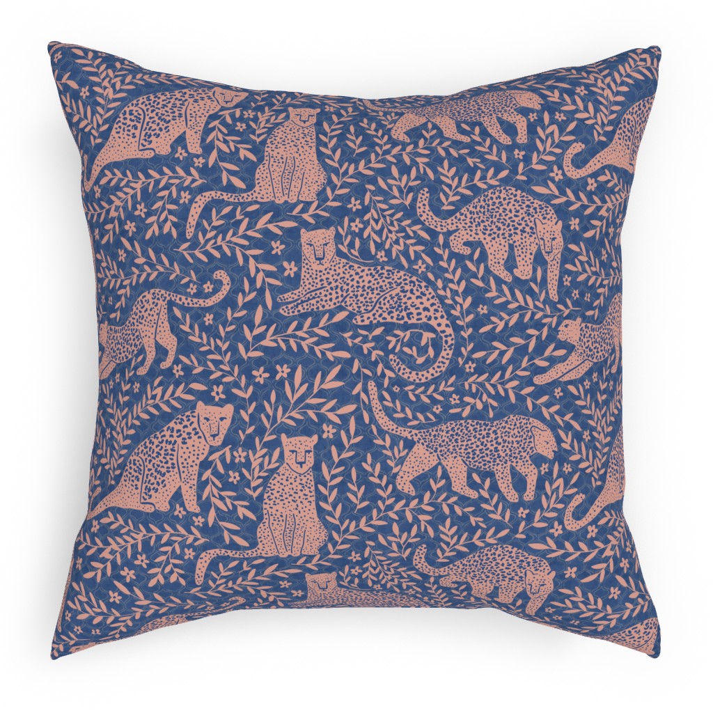 Jungle Cat - Classic Blue Pillow, Woven, Black, 18x18, Single Sided, Blue, True Blue