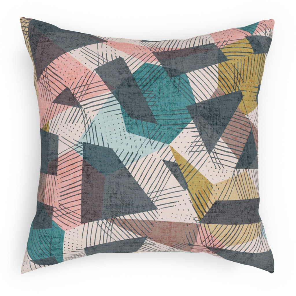 Abstract Geometic - Multi Pillow, Woven, Black, 18x18, Single Sided, Multicolor