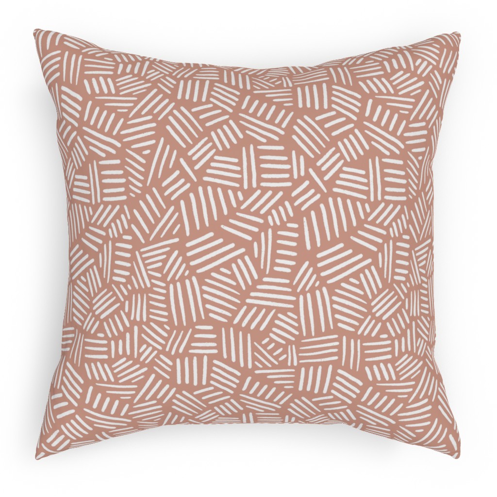 Dashes - Pink Pillow, Woven, Black, 18x18, Single Sided, Pink, Bright Pink