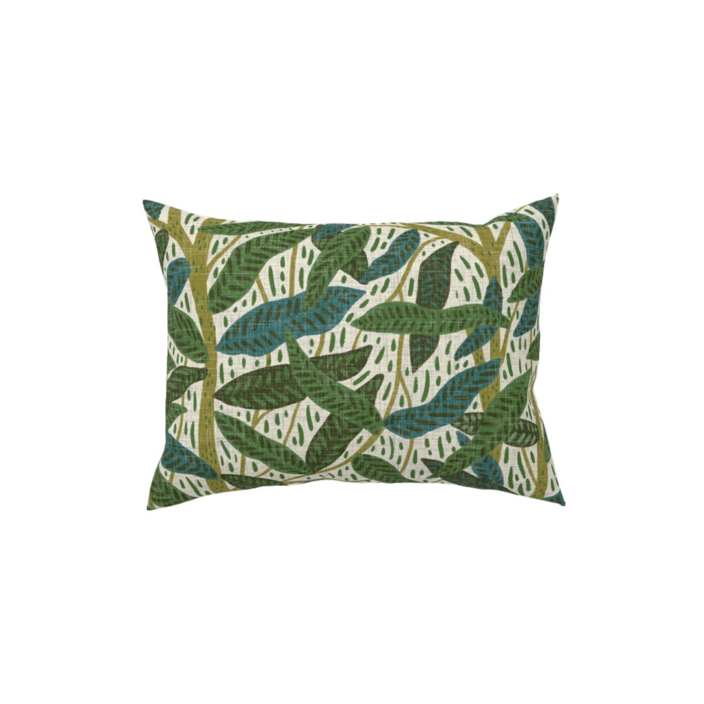 Jungle Foliage - Green Pillow, Woven, Black, 12x16, Single Sided, Green, Classic Green