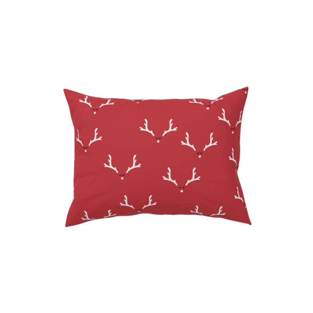 Christmas Reindeer Antlers - Red Pillow, Woven, Black, 12x16, Single Sided, Red