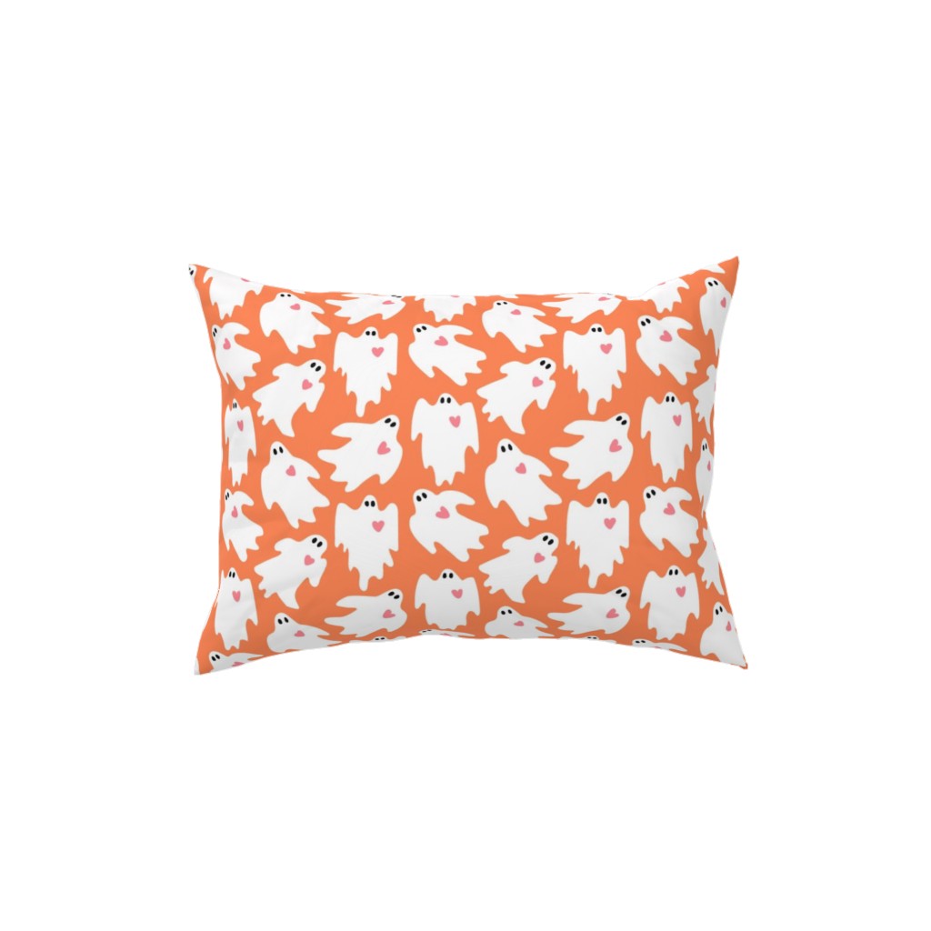 Halloween Ghosts With Hearts - Orange Pillow, Woven, Black, 12x16, Single Sided, Orange, Orange