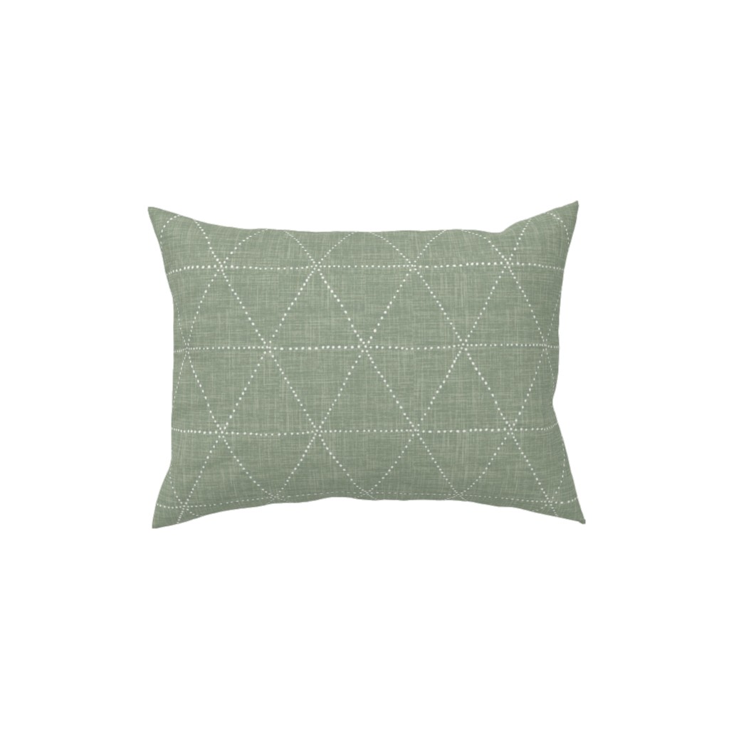 Boho Triangles - Sage Pillow, Woven, Black, 12x16, Single Sided, Green, Classic Green