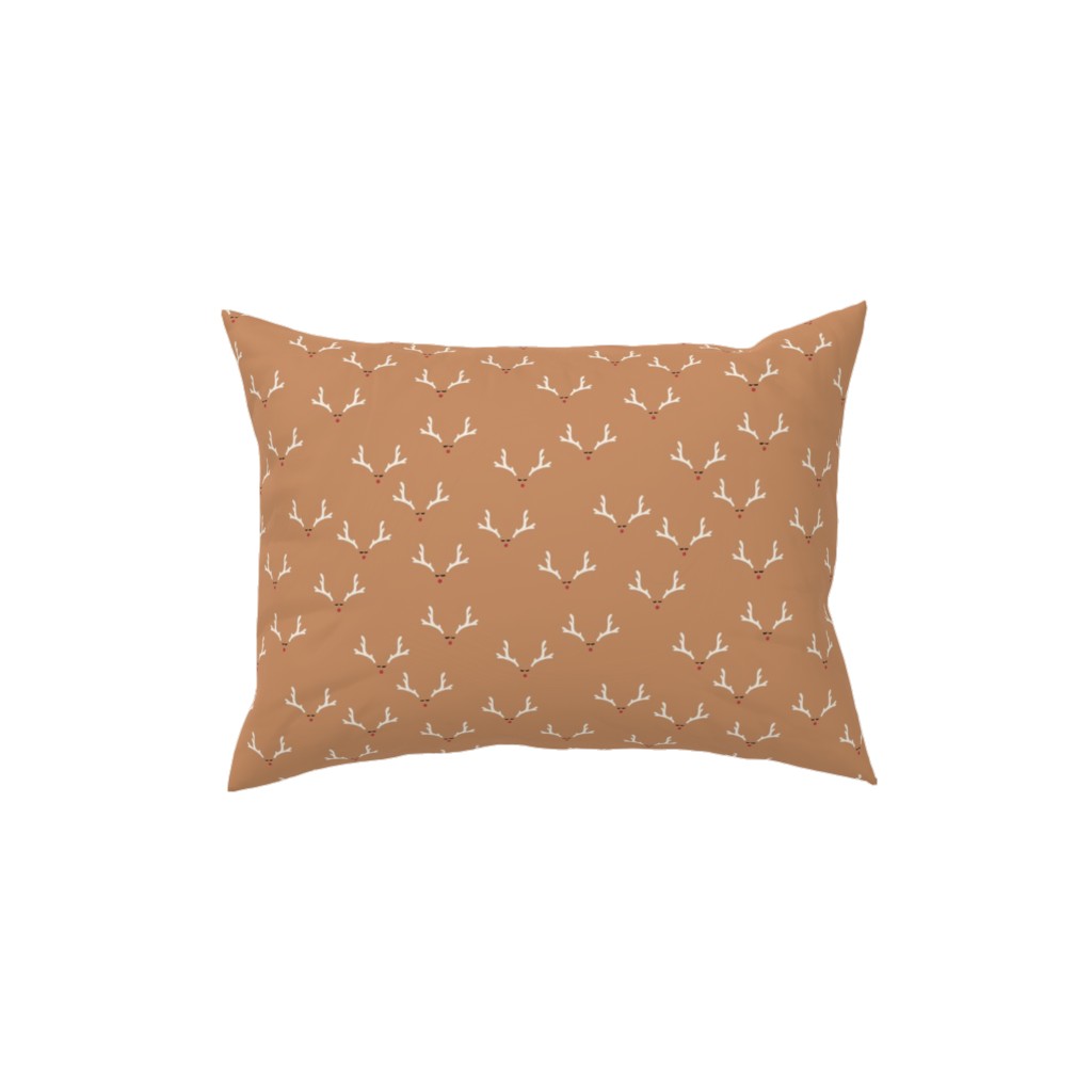 Festive Reindeer Christmas - Mustard Pillow, Woven, Black, 12x16, Single Sided, Orange