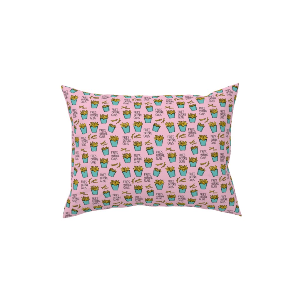 Fries Before Guys - Pop Art Food - Yellow Mint Pink Pillow, Woven, Black, 12x16, Single Sided, Pink, Bright Pink