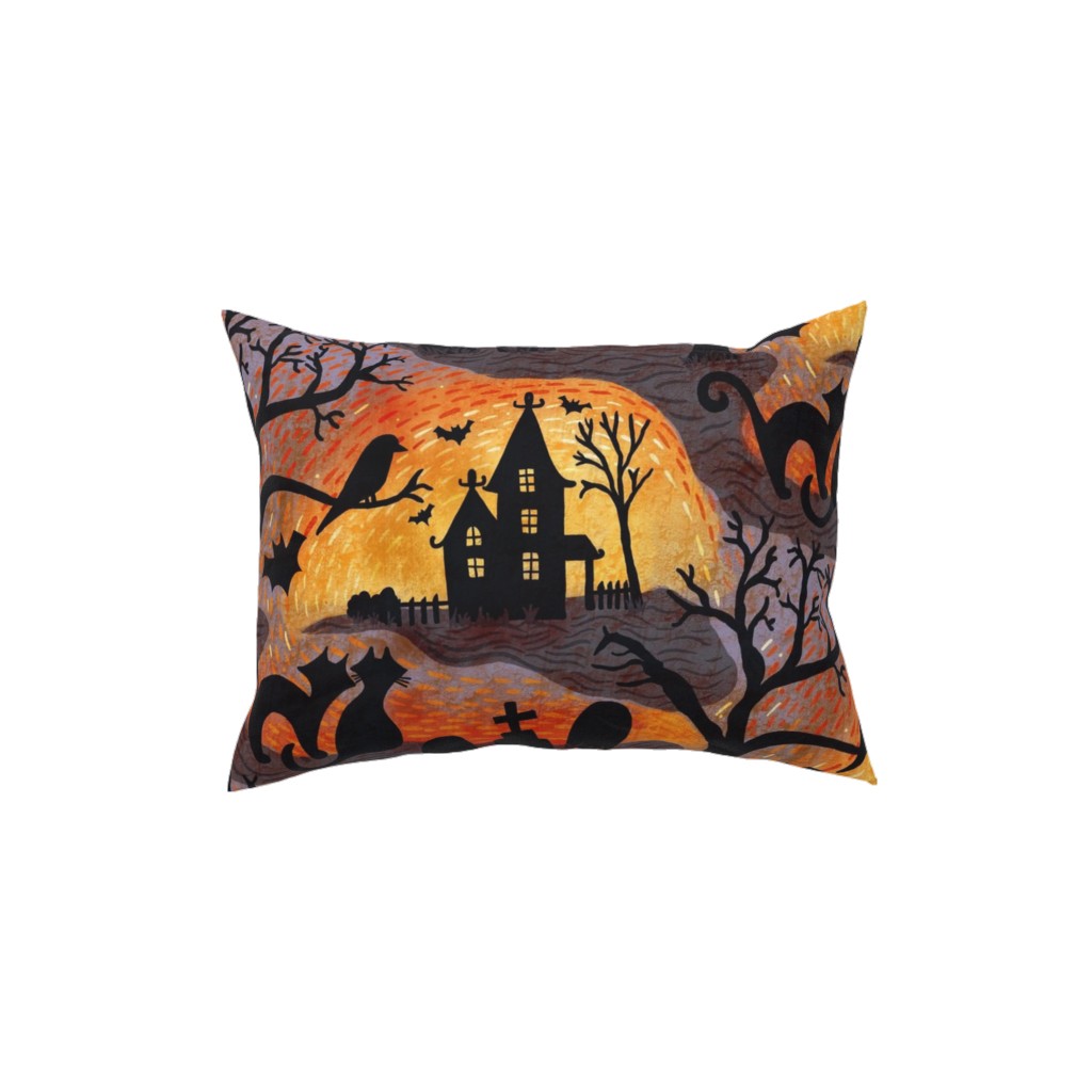 Spooky Halloween Haunts Pillow, Woven, Black, 12x16, Single Sided, Multicolor, Sedona