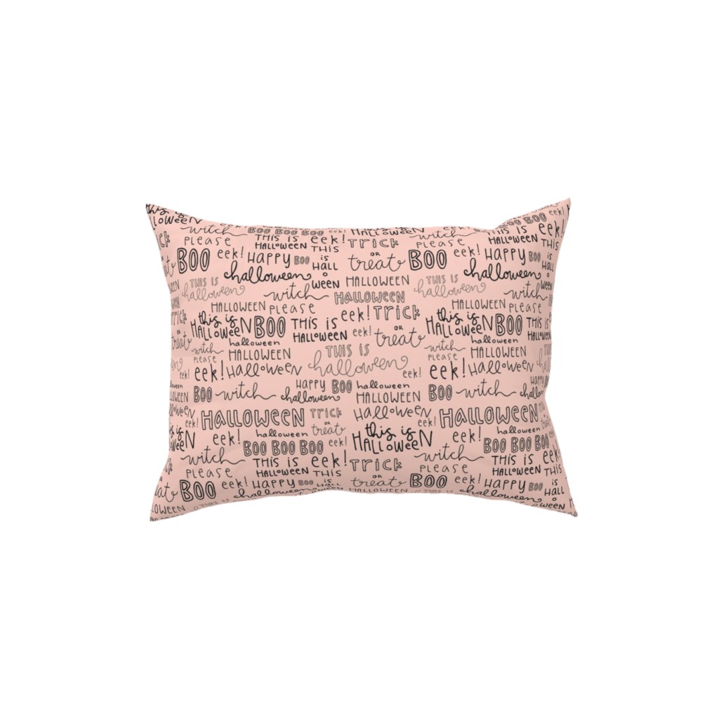 Halloween Words - Black Pillow, Woven, Black, 12x16, Single Sided, Pink