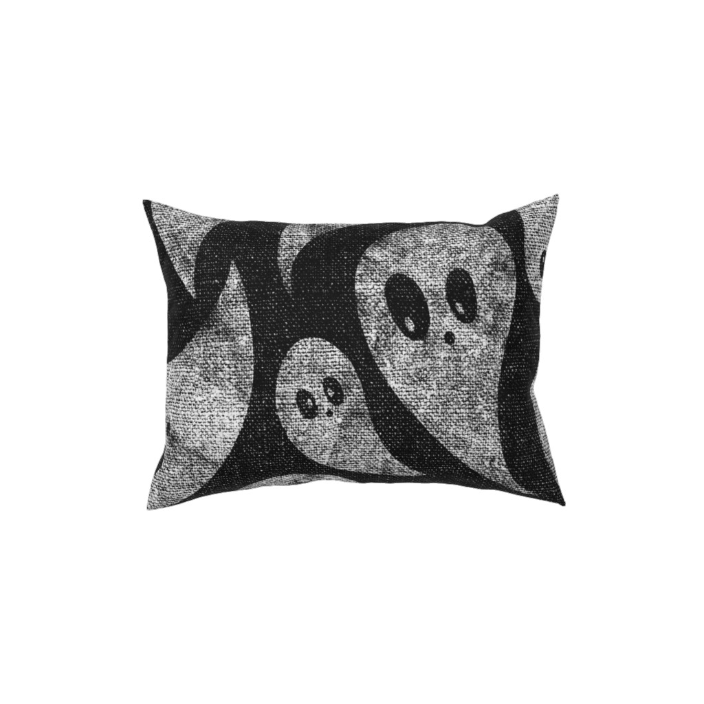 Spooky Ghosts - Black Pillow, Woven, Black, 12x16, Single Sided, Black