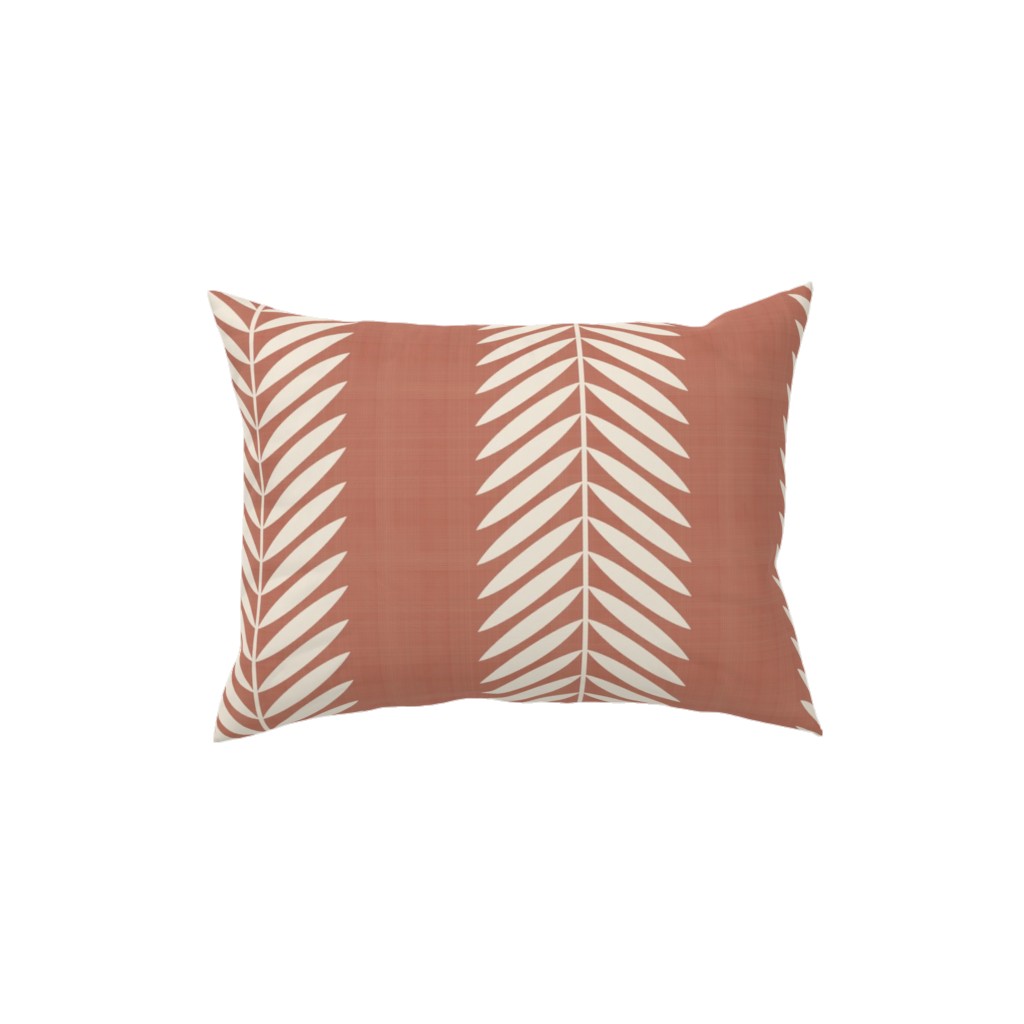Laurel Leaf Stripe - Clay & Cream Pillow, Woven, Black, 12x16, Single Sided, Orange
