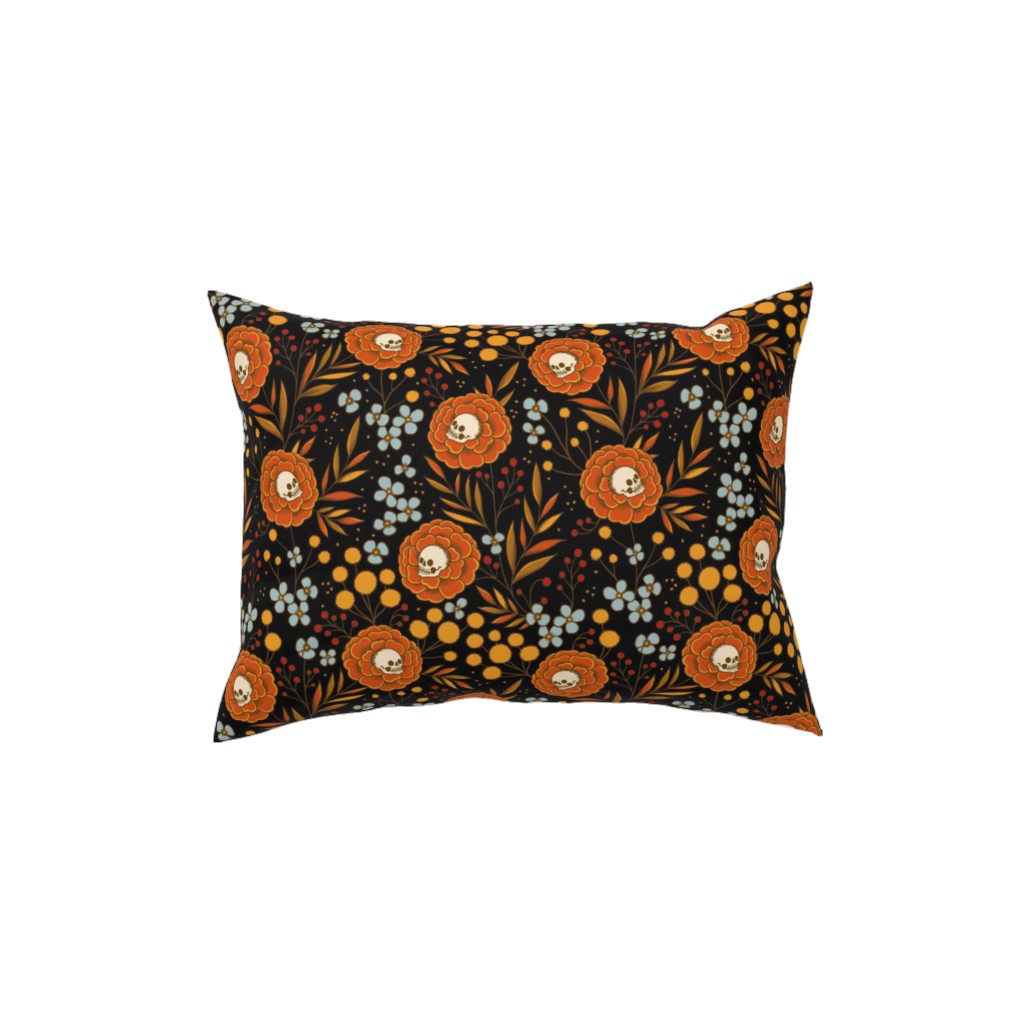 Halloween Floral - Multi Pillow, Woven, Black, 12x16, Single Sided, Multicolor