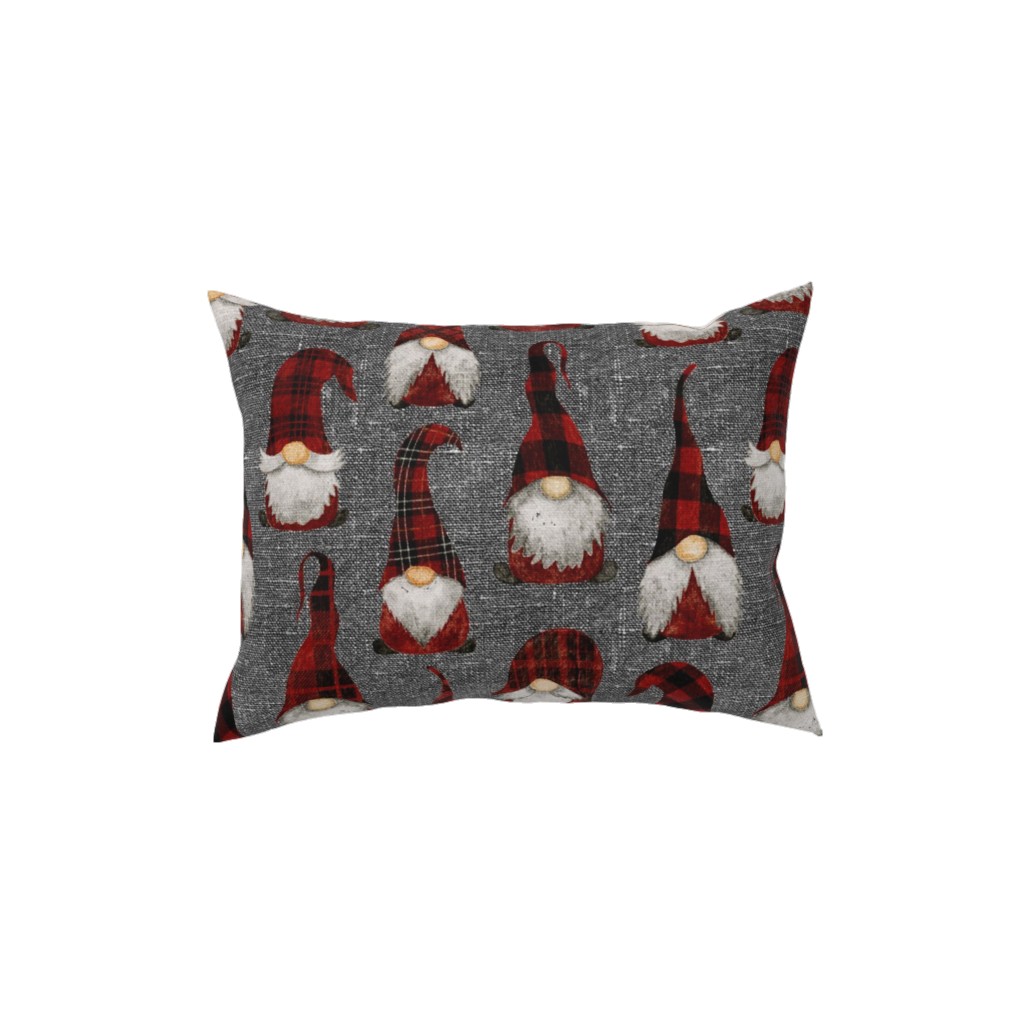 Festive Gnomes Pillow, Woven, Black, 12x16, Single Sided, Red
