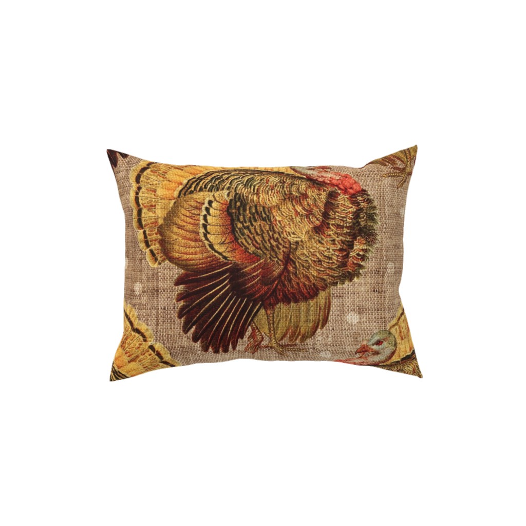 Vintage Turkey - Burlap Pillow, Woven, Black, 12x16, Single Sided, Brown, Brown