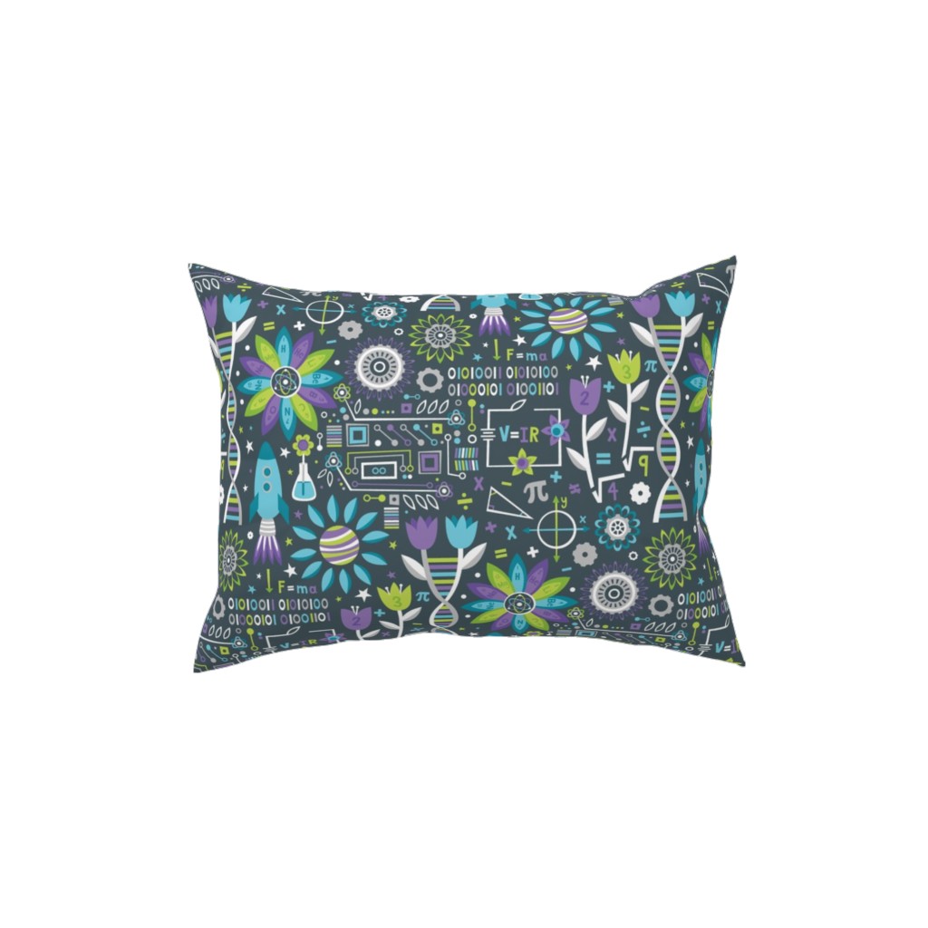 Flowers and Stem Pillow, Woven, Black, 12x16, Single Sided, Multicolor, Baroque