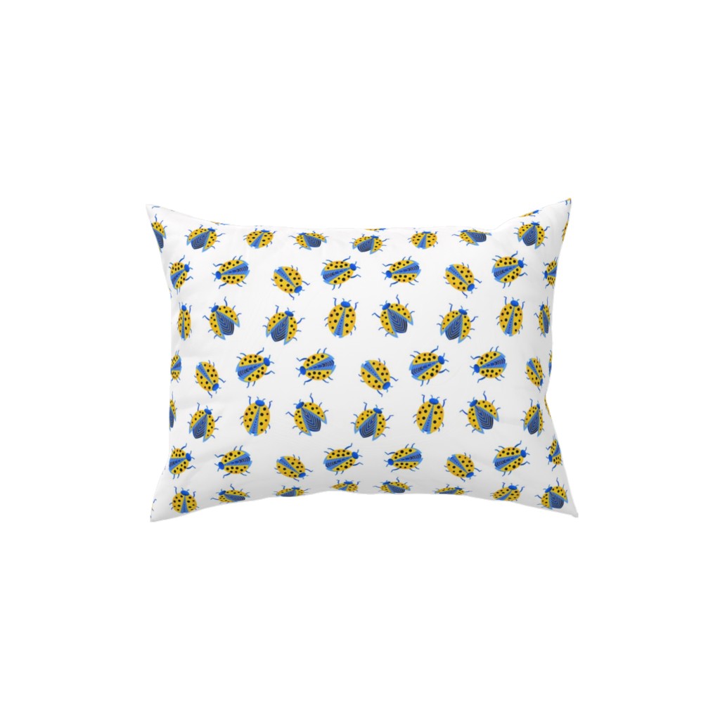Classic Ladybugs Pillow, Woven, Black, 12x16, Single Sided, Yellow, Polenta