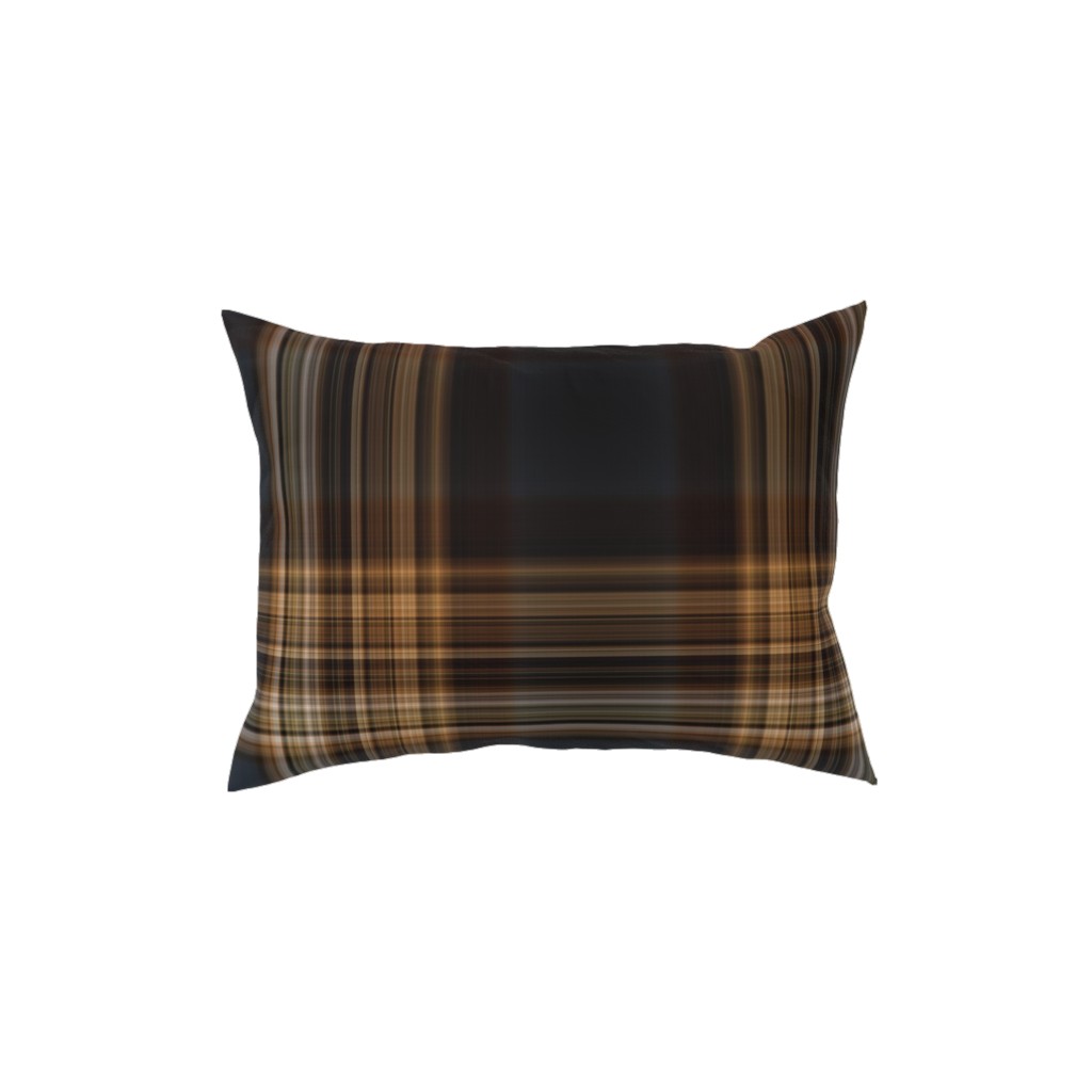 Fine Line Plaid - Dark Blue and Brown Pillow, Woven, Black, 12x16, Single Sided, Brown, Brown