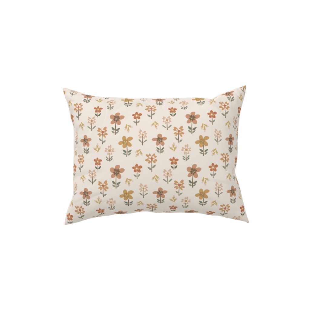 Retro Park Wildflowers Pillow, Woven, Black, 12x16, Single Sided, Beige, Pearl