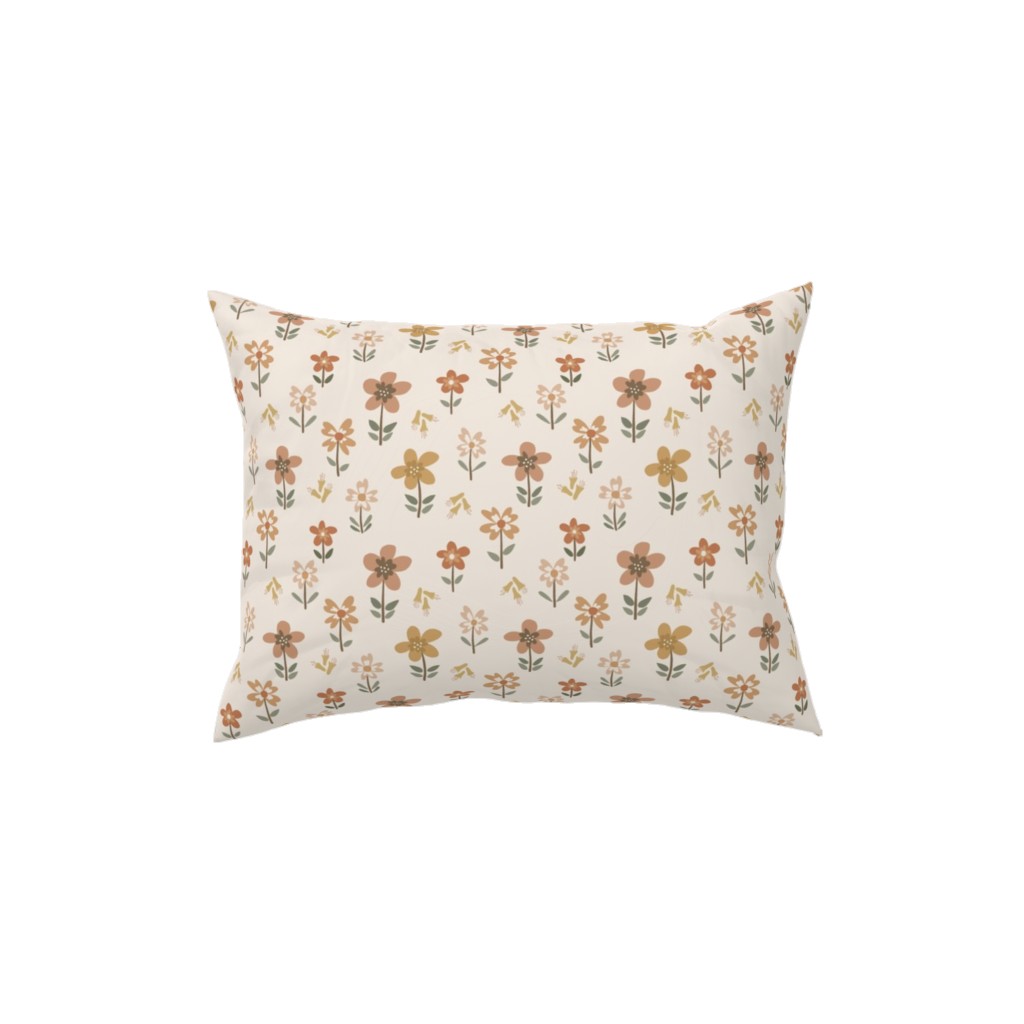 Retro Park Wildflowers Pillow, Woven, Black, 12x16, Single Sided, Beige