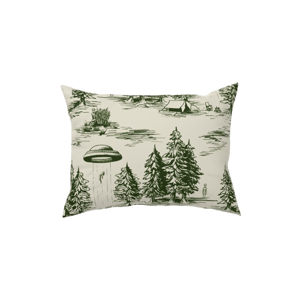 Alien Abduction - Forest Green and Cream Pillow, Woven, Black, 12x16, Single Sided, Green, Classic Green