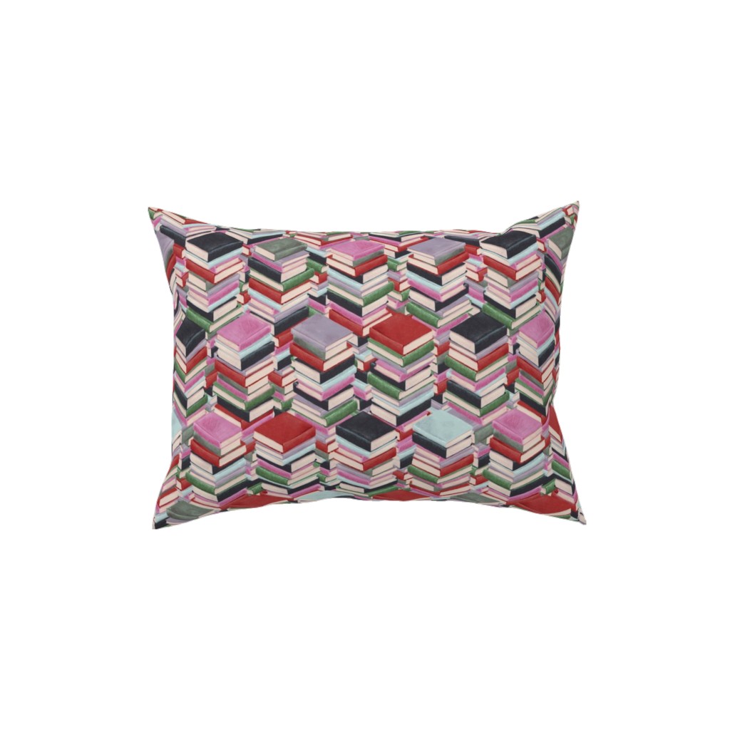 Book Stacks Pillow, Woven, Black, 12x16, Single Sided, Red