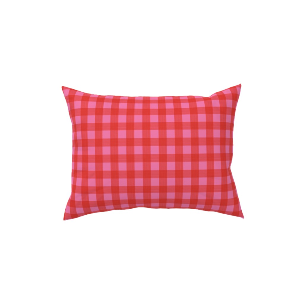 Valentine Buffalo Plaid Pillow, Woven, Black, 12x16, Single Sided, Pink