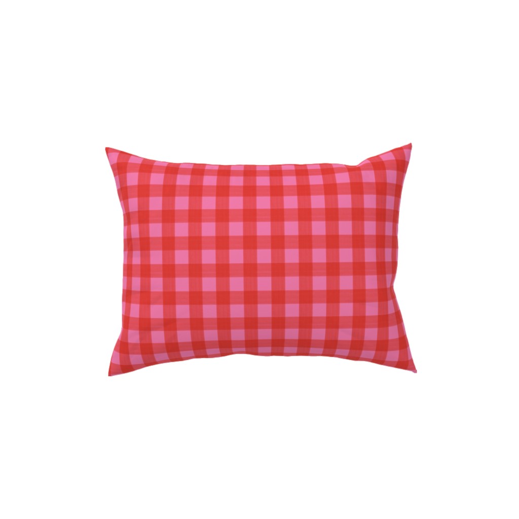 Valentine Buffalo Plaid Pillow, Woven, Black, 12x16, Single Sided, Pink, Bright Pink