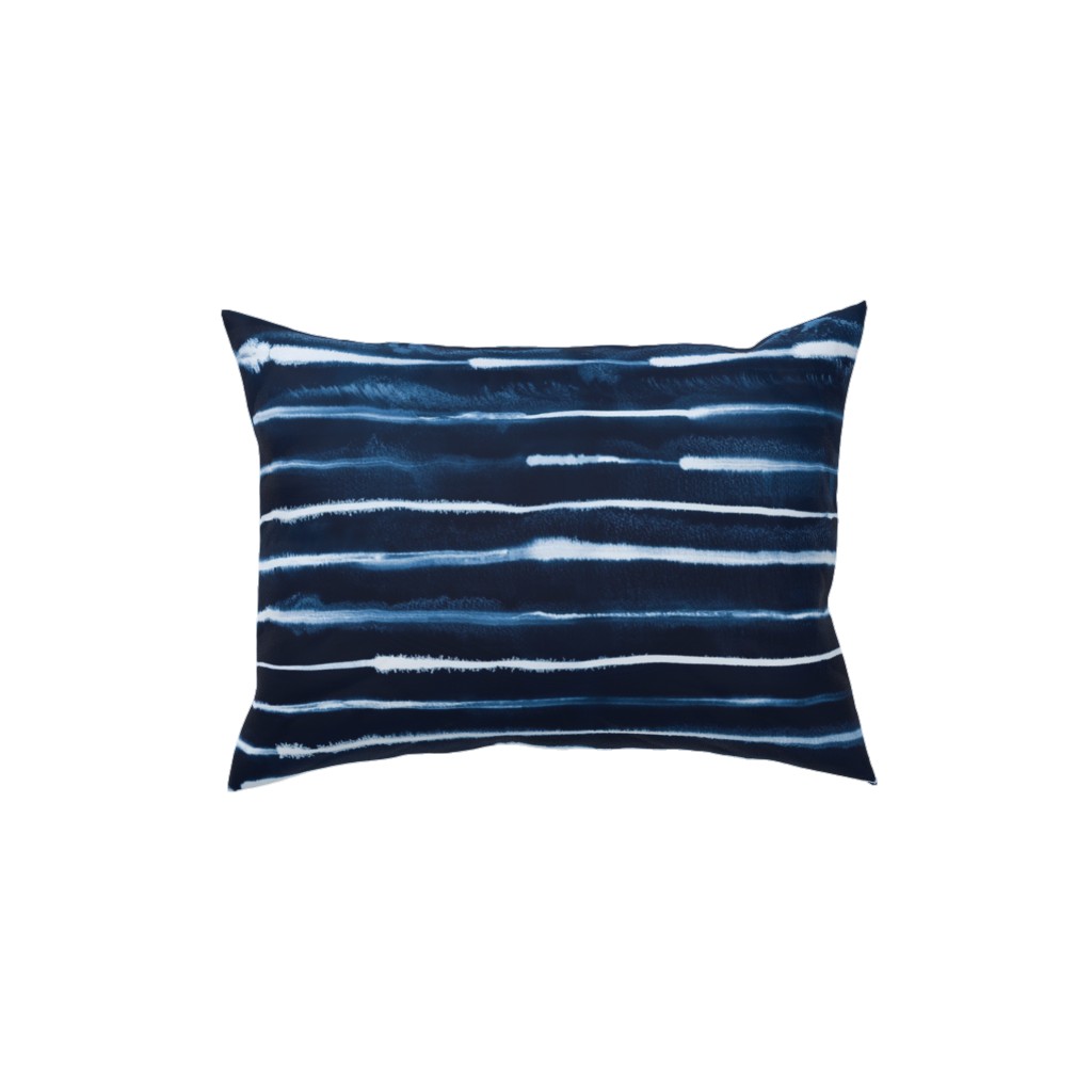 Ikat Watercolor Stripes - Navy Pillow, Woven, Black, 12x16, Single Sided, Blue, True Blue