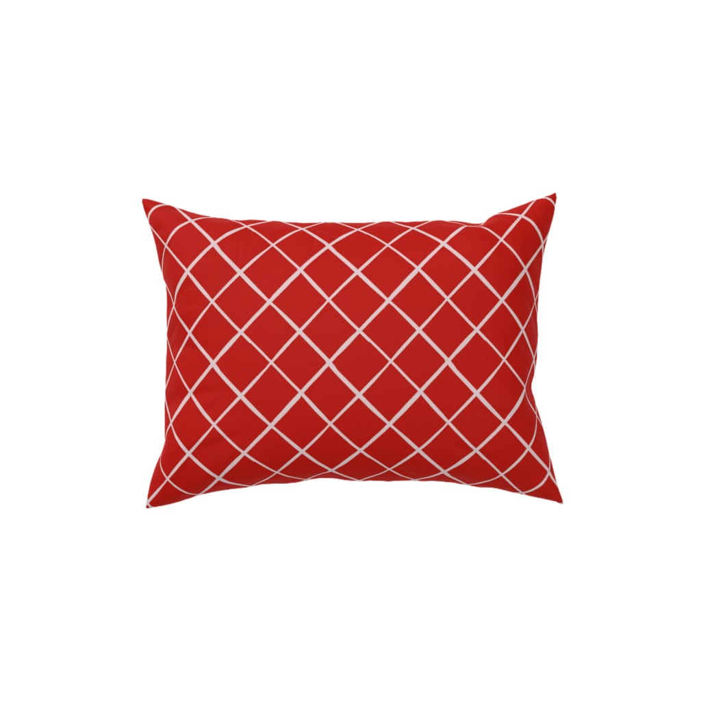 Check on Red Pillow, Woven, Black, 12x16, Single Sided, Red