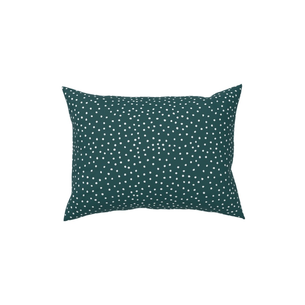 Dots - White on Emerald Pillow, Woven, Black, 12x16, Single Sided, Green, Classic Green