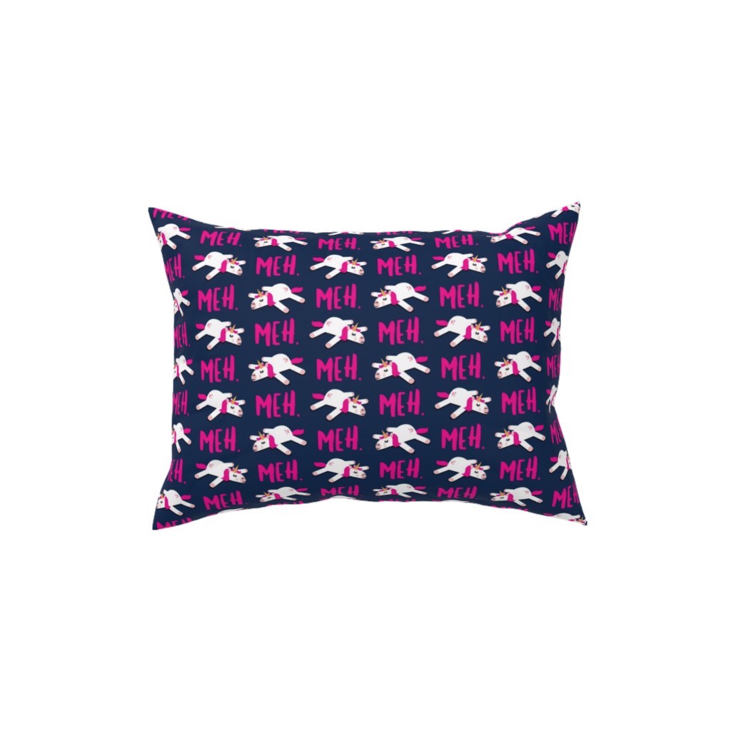 Meh - Splooting Unicorns - Pink on Navy Pillow, Woven, Black, 12x16, Single Sided, Pink, Bright Pink