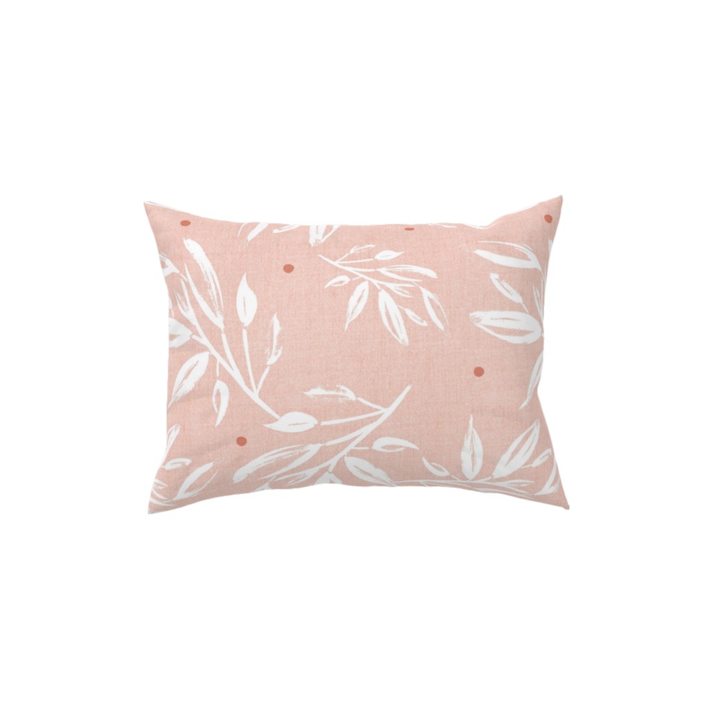 Zen Botanical Leaves - Blush Pink Pillow, Woven, Black, 12x16, Single Sided, Pink